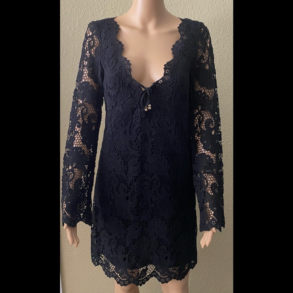 NEW JUICY COUTURE Women’s Pitch Black Scallop Lace Dress